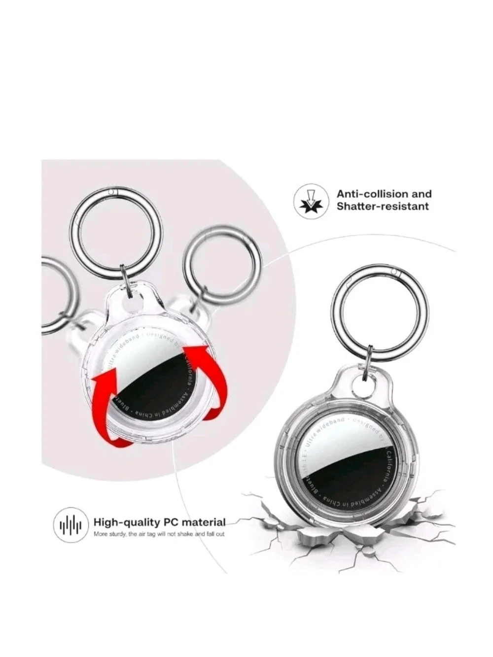 AirTag Holder 8 Pack Waterproof AirTag Keychain Holder 2 Styles